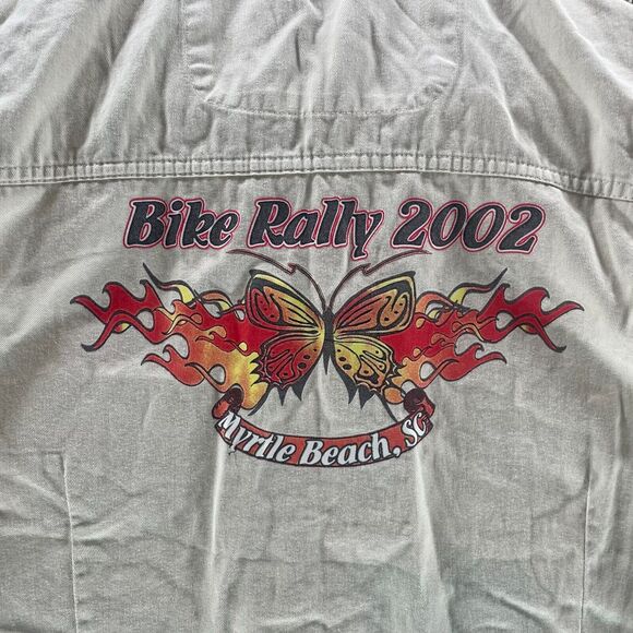 Vintage Bikers World Vest Womens XL Tan Bike Rally 2002 Logo Myrtle Beach SC Y2K - Picture 11 of 14